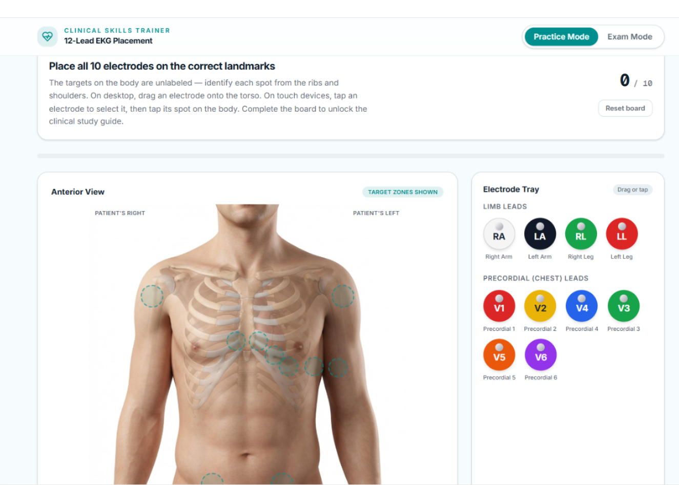EKG rhythm practice screen
